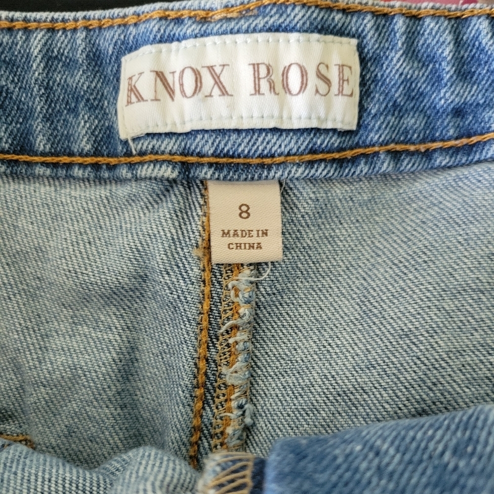 Knox Rose Mid-rise Denim Shorts Cutoff Jean Size 8 Blue Indigo - Picture 2 of 6